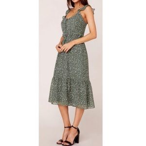 Jack By BB Dakota Olive green Ruffle Sleeveless Midi Dress Large